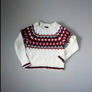 American Eagle Outfitters Red Cream and Blue Fair Isle Sweater Sz S EUC